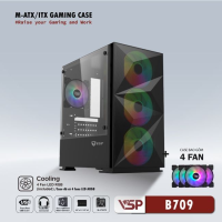Case Máy Tính VSP Gaming Mid Tower B709 - Đen + 4Fans Led